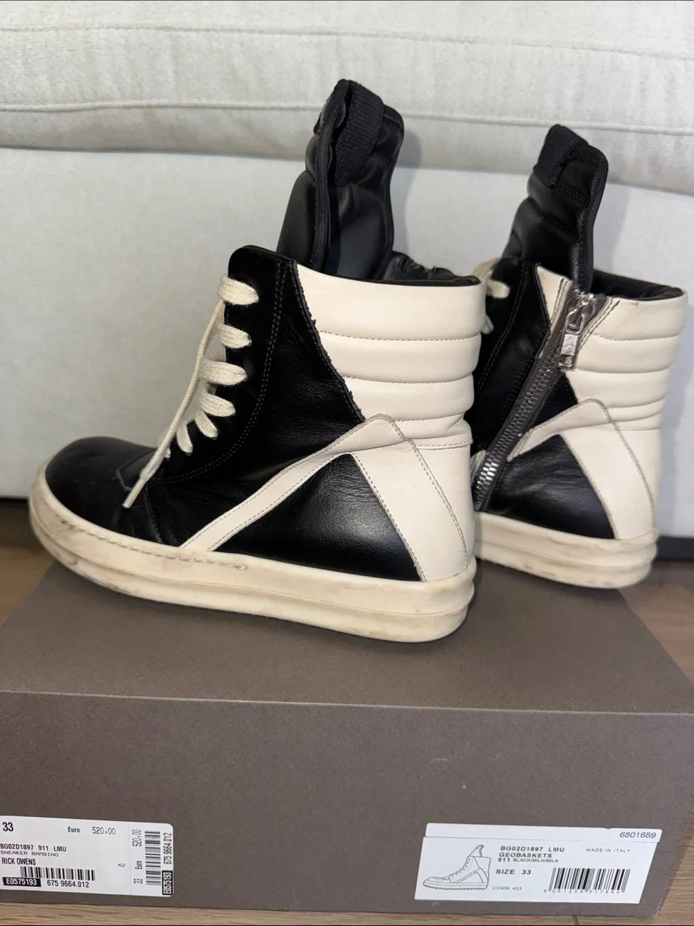 Rick Owens Kids Geobaskets Size 2